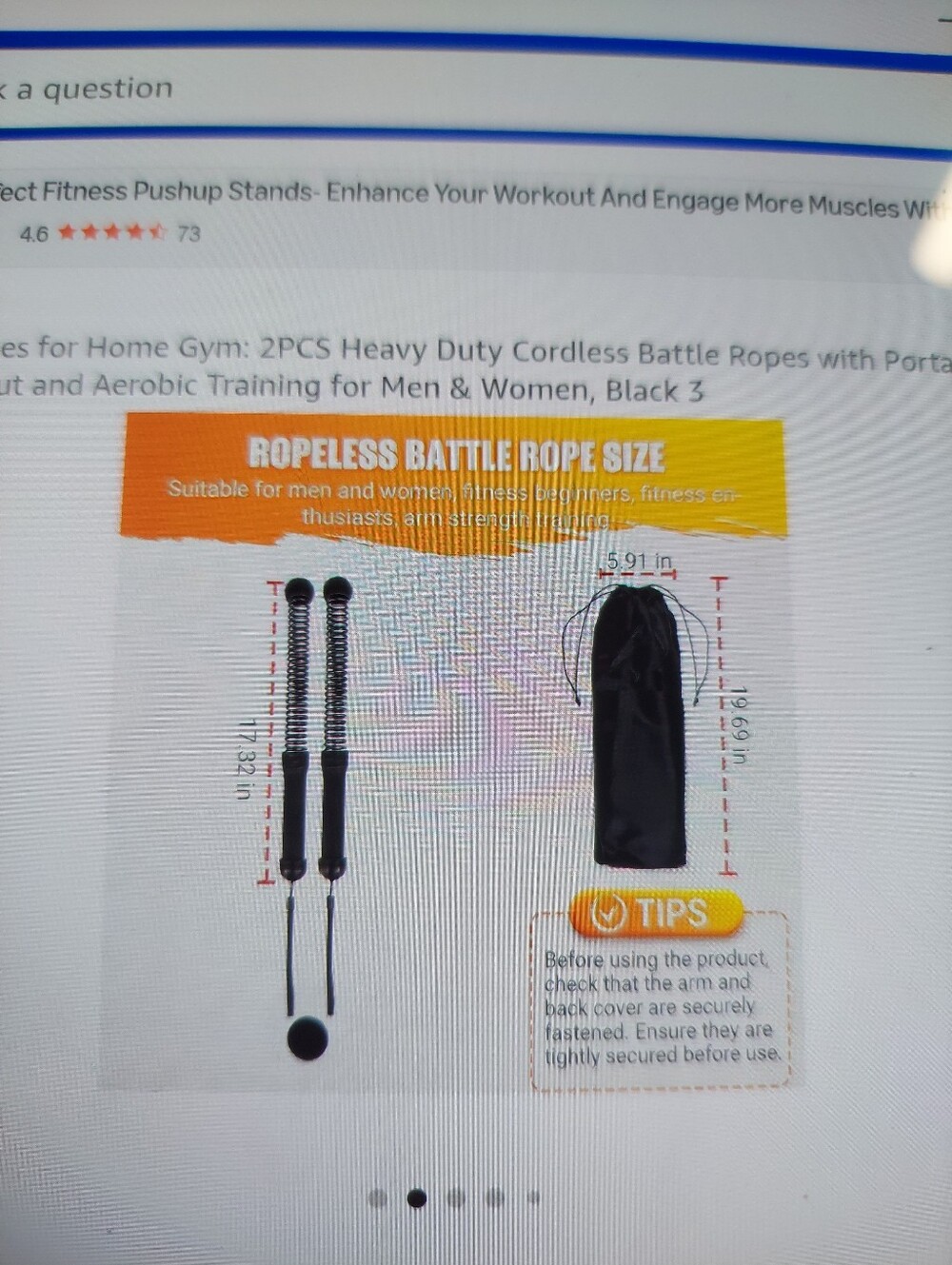 NEW Weighted Ropeless Battle Ropes, for Home/Gym Black - Picture 2 of 7